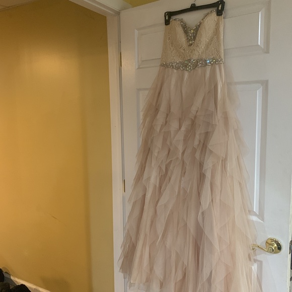 David’s Bridal Champagne Prom Dress - Picture 1 of 5